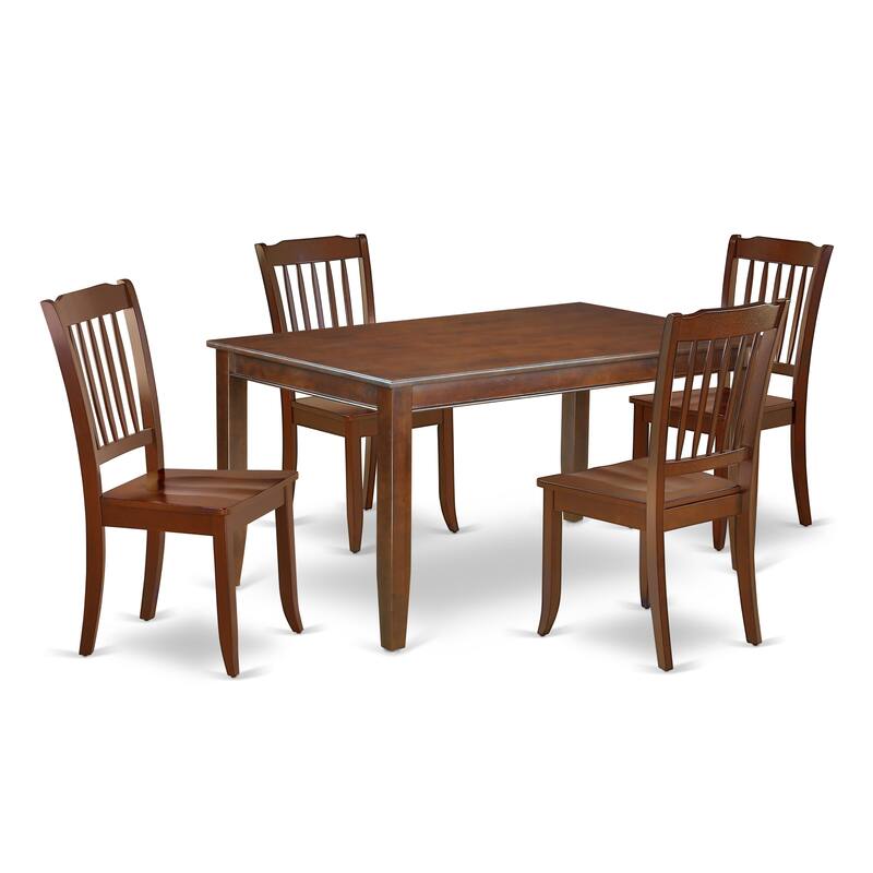 East West Furniture Dining Room Furniture Set- a Rectangle Kitchen Table and Dining Chairs, Mahogany (Pieces Options)
