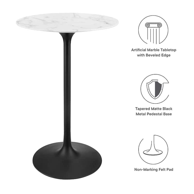 28" Round Artificial Marble Bar Table