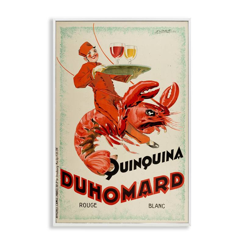 Stupell Vintage Lobster Advertisement Framed Giclee Art Design By Marcus Jules - 12 x 18 - White