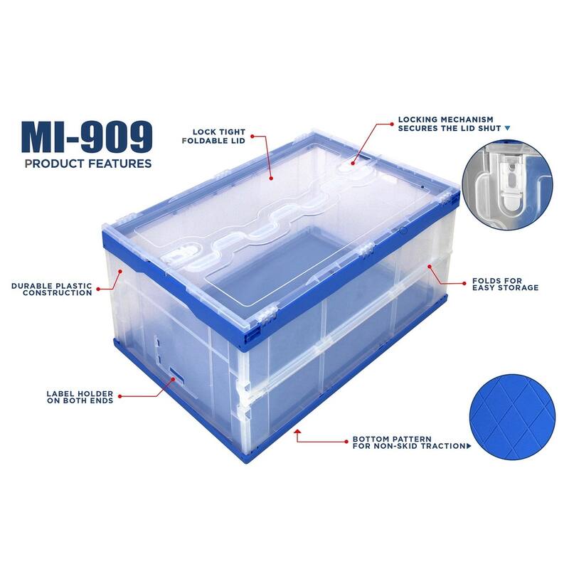 Mount-It! Collapsible Crate for Storage, 65L Capacity