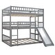 preview thumbnail 15 of 17, Full-Over-Full-Over-Full Triple Bed with Built-in Ladder and Slide , Triple Bunk Bed with Guardrails, Espresso N/A