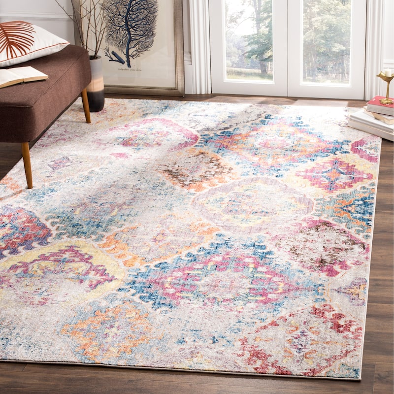 SAFAVIEH Bristol Higina Vintage Boho Oriental Polyester Rug - 9' x 12' - Blue/Light Grey