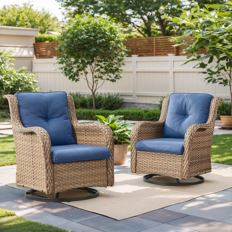 Outside Glider Chair with Cushion Yellow-Blue - Yellow