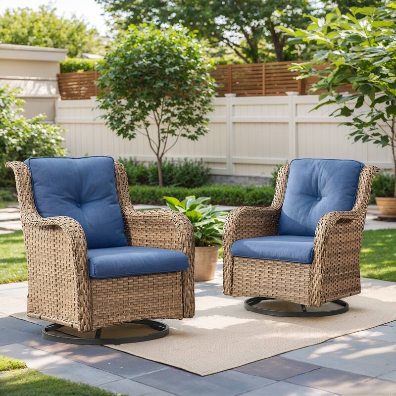 Pocassy Swivel Chairs Glider Chair with Cushion - Yellow - Blue