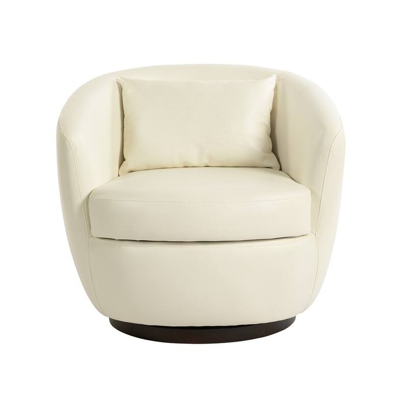 Upholstered Swivel Barrel Armchair with Storage and Metal Base