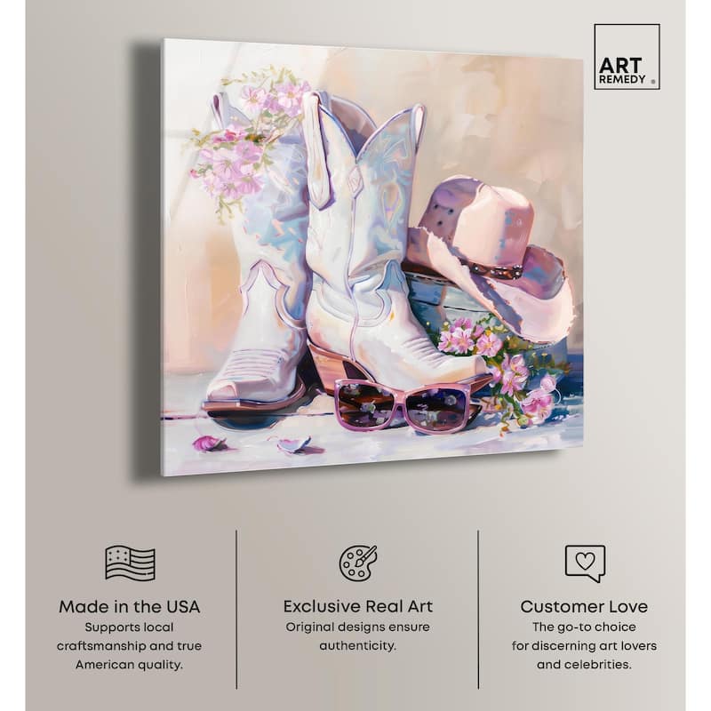 Spring Pink Cowboy Necessities Acrylic by Art Remedy, Ready to Hang