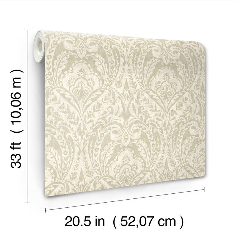 A-Street Prints Berkshire Beige Damask Wallpaper