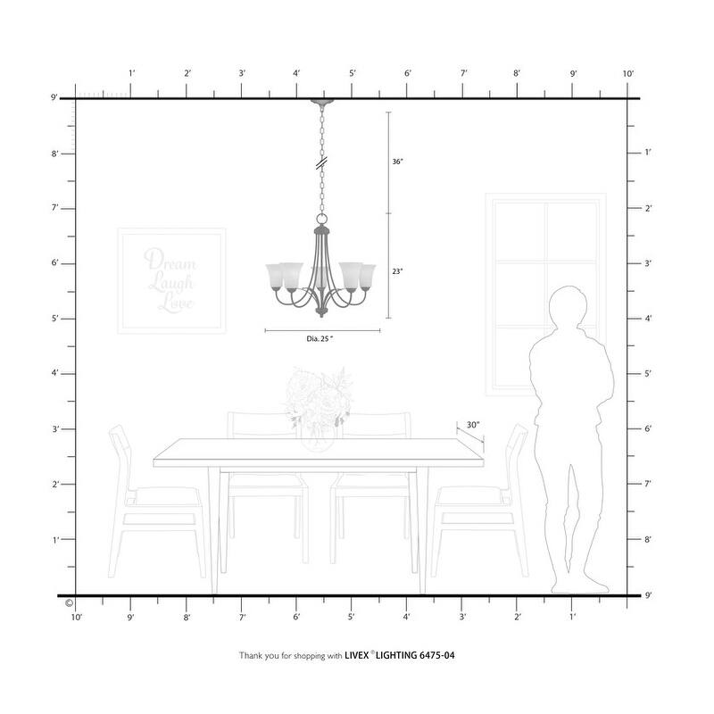 Livex Lighting 5-light Black Chandelier, 6475-04 - 25.5" Dia. x 22" H