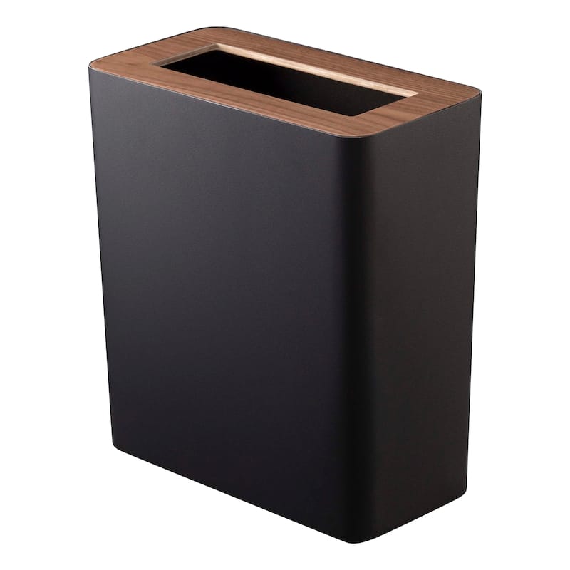Yamazaki Home Trash Can - Two Styles, Steel & Wood - Walnut