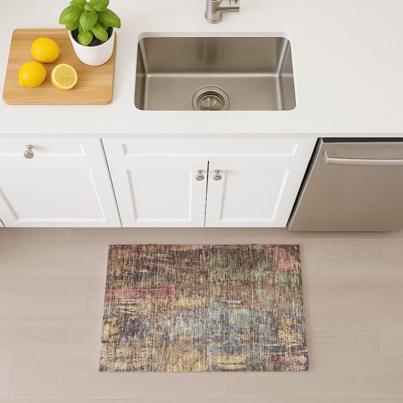Machine Washable Indoor/ Outdoor Abstract Modern Chantille Rug