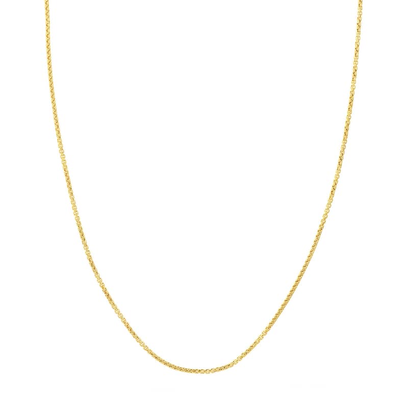 Curata 14k Yellow Gold 1.8mm Hollow Round Box Chain Necklace (Lobster)