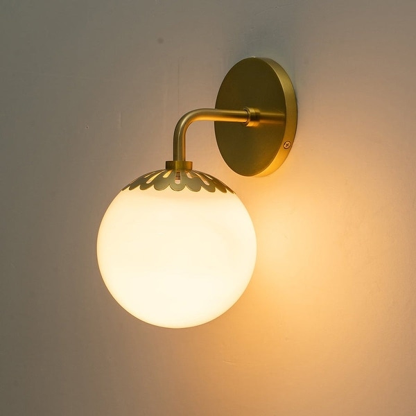 Modern Brass Dewdrop Style Opal Glass Wall Sconce 1 Light