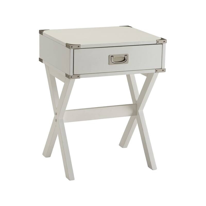 Wooden Side Table with 1 Drawer - White