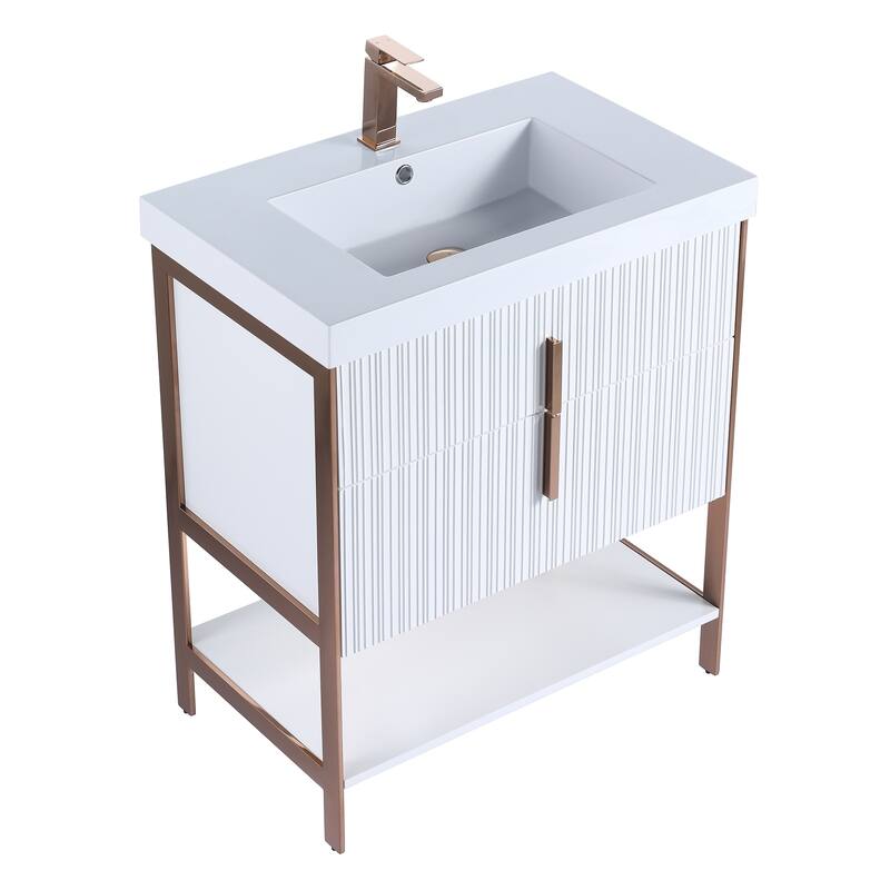 Fine Fixtures Serenity Modern Bathroom Vanity with White Gel Acrylic Top