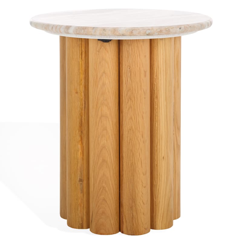 SAFAVIEH Couture Roxiella Marble Accent Table - 18"W x 18"D x 20"H - Brown/Natural