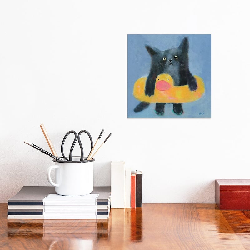 iCanvas "Black Cat With Bath Tube" by Natalia Shaloshvili Canvas Print - 12x12x0.75