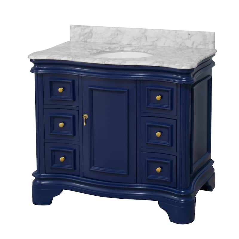 KitchenBathCollection Katherine 42" Bathroom Vanity with Carrara Marble Top