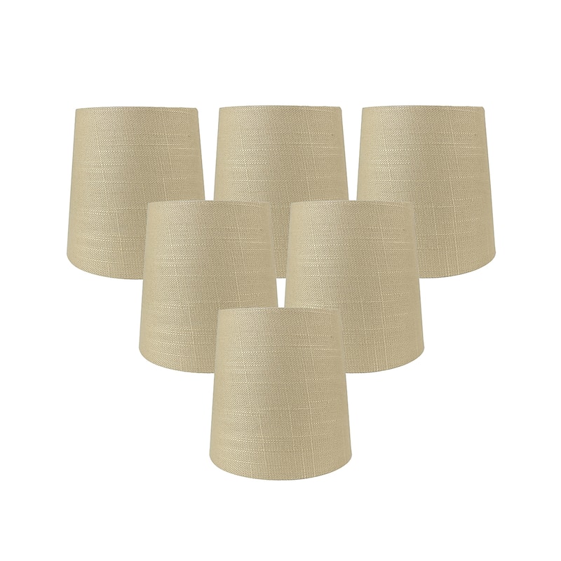 MERIVILLE Linen Clip On Chandelier Lamp Shades, 4-inch by 5-inch by 5-inch - Set of 6 - Maize
