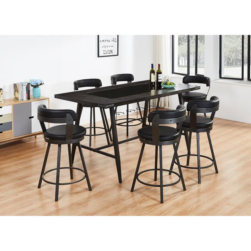 2pc Pub Height 360-degree Swivel Counter Height Chairs Bar Stool Padded Seats and Backs