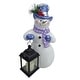 preview thumbnail 1 of 1, Lavender Winter Snowman Holding Lantern Statue w/Flash LED-SM - 14" H