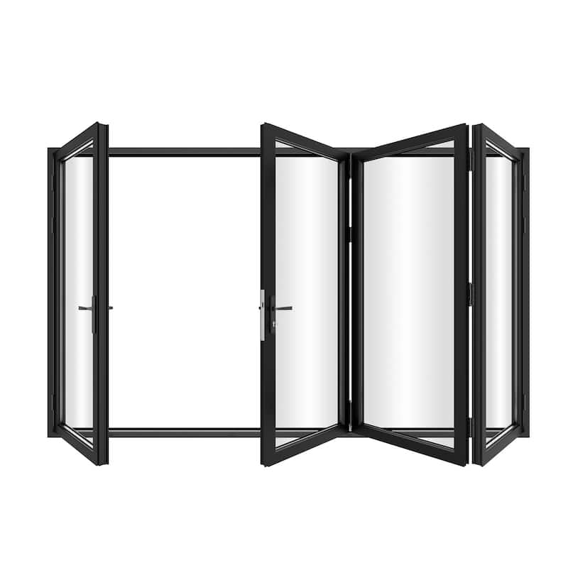 KaMic 120" x 96" 4-Panel Aluminum Patio Folding Door Left to Right-Outswing - Black