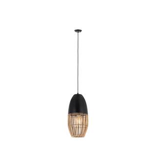 Innovations Lighting Sabal - 1 Light 8" Cord Hung Pendant - Matte Black Finish - Natural Shade