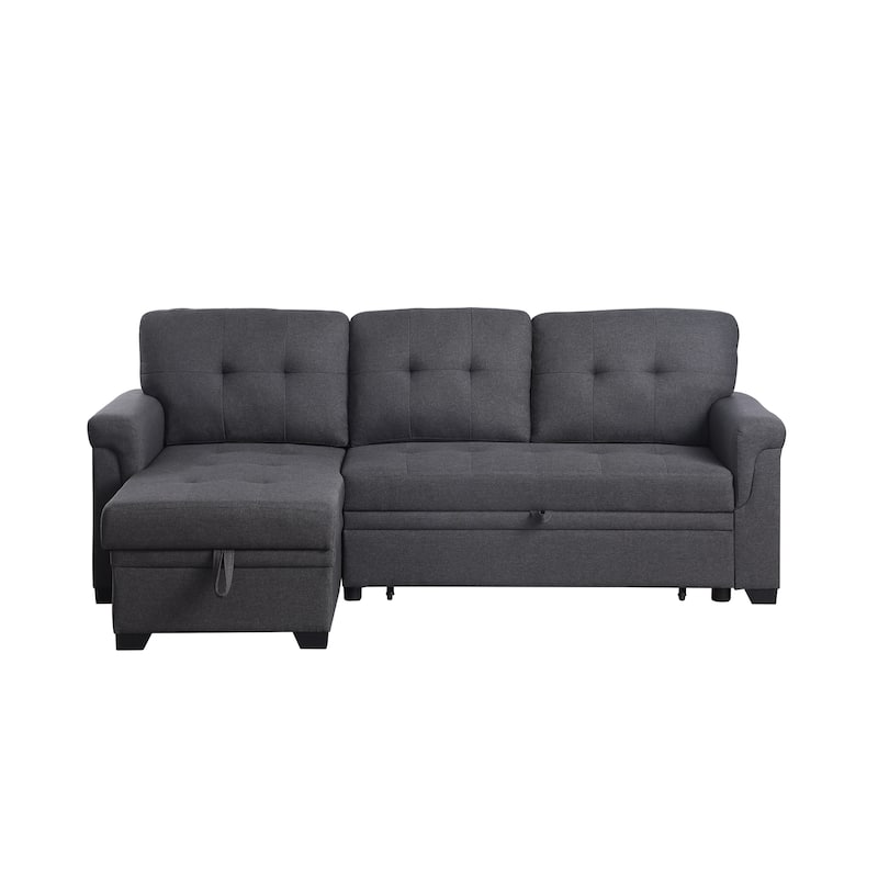 Lucca 84-inch Reversible Sleeper Sectional Sofa with Storage Chaise - 84"W x 54"D x 35"H