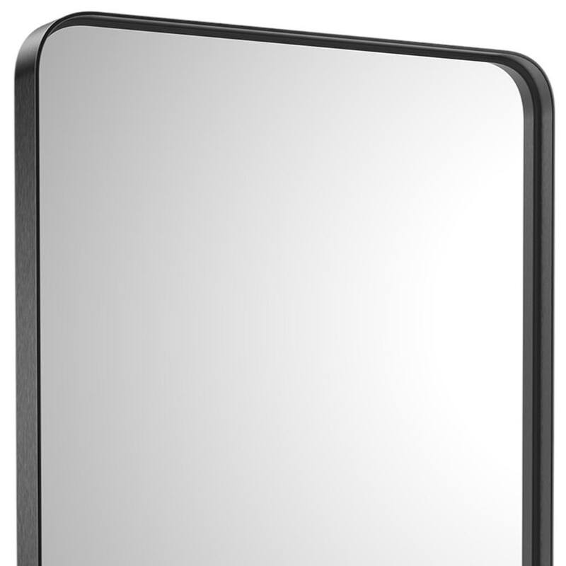 HomeRoots 39" Black Metal Floating Framed Bathroom Vanity Mirror - 29.50 in. x 39.30 in. x 1.30 in.