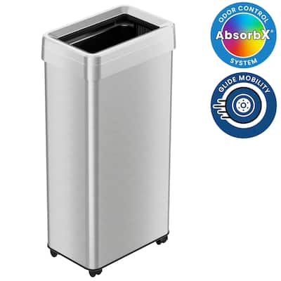 iTouchless 21 Gallon / 79 Liter Rectangular Open Top Kitchen Trash Can with Wheels and Dual Odor Filters