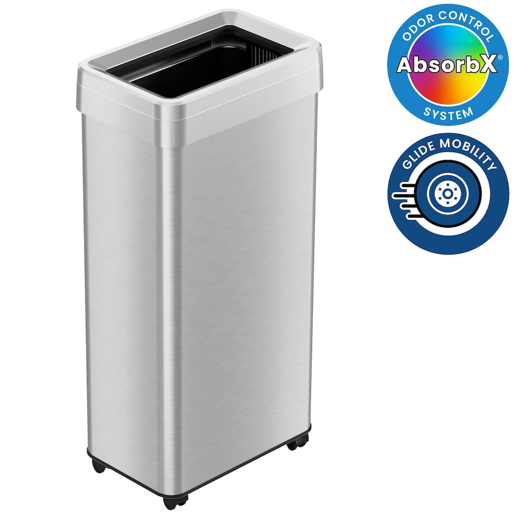 iTouchless 21 Gallon / 79 Liter Rectangular Open Top Kitchen Trash Can with Wheels and Dual Odor Filters