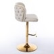 preview thumbnail 25 of 47, Modern PU Upholstered Bar Stools Set of 2, Adjustable Seat Height Swivel Bar Chair, Tufted Backrest Rivet Decorative Bar Stool