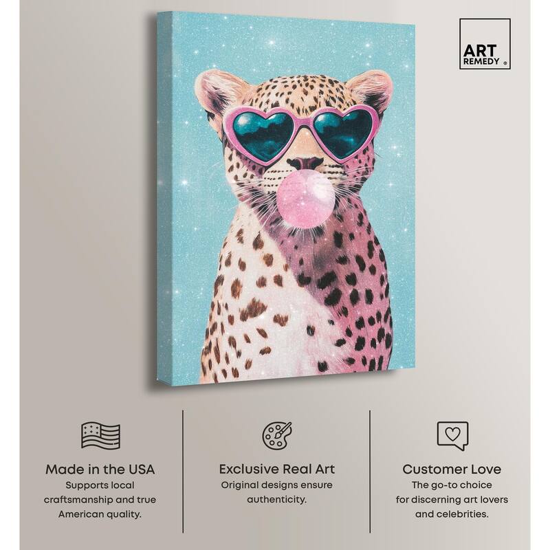 Pastel Cheetah Bubblegum Canvas by Art Remedy, Gallery Wrapped