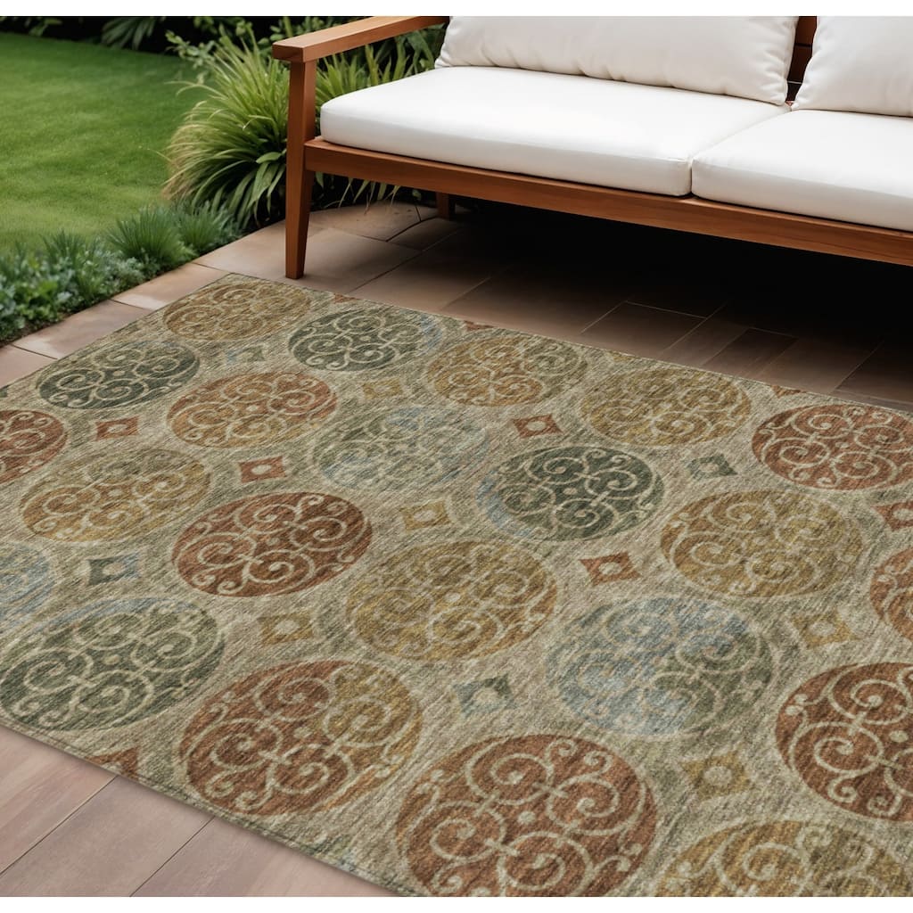 HomeRoots Trellis Transitional Rectangle Outdoor Rug