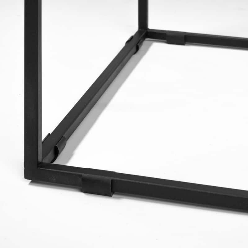 Nathan II White Marble Top with Black Metal Frame Side Table