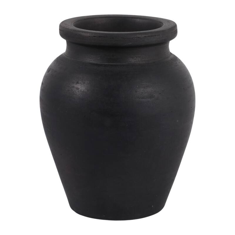 Decorative Round Pottery Vase - Rustic Boho Flower Vase