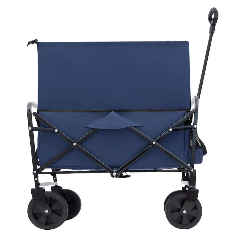 Heavy-Duty Collapsible Utility Wagon - 225lb Capacity with Extension Feature, Dark Blue