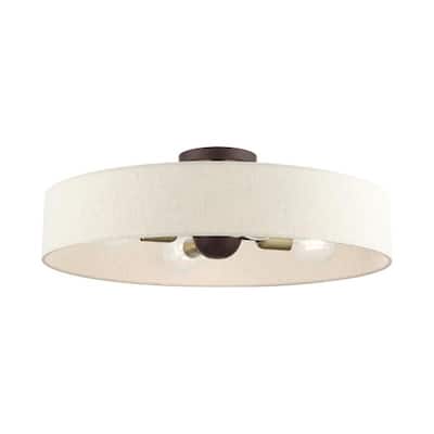 Livex Lighting 4 Light Soft Gold Flush Mount, 46038-07 - 22" Dia x 4" H