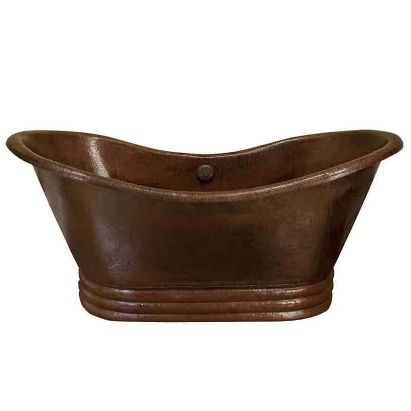 Native Trails Aurora 60" Free Standing Soaking Bathtub With Center - Antique Copper