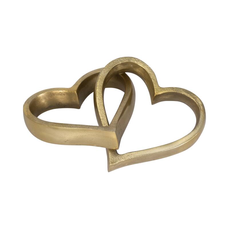 Sagebrook Home Gold Linked Metal Heart Chain, Aluminum, 9 Inches, Artistically crafted - 9" x 5" x 2"