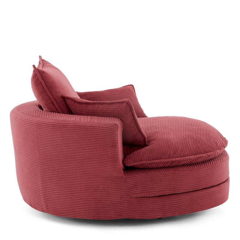 360° Swivel Accent Chair Round Barrel Chair, Living Room Oversized Single Sofa Chair Chaise Lounge Reading Sofa Armchair