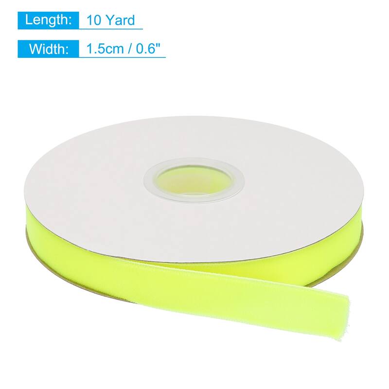 Velvet Ribbon 1 1/2 Inch Single Face Spool Silky for DIY Crafts - Bright Yellow - 5/8 Inch x 10 Yard
