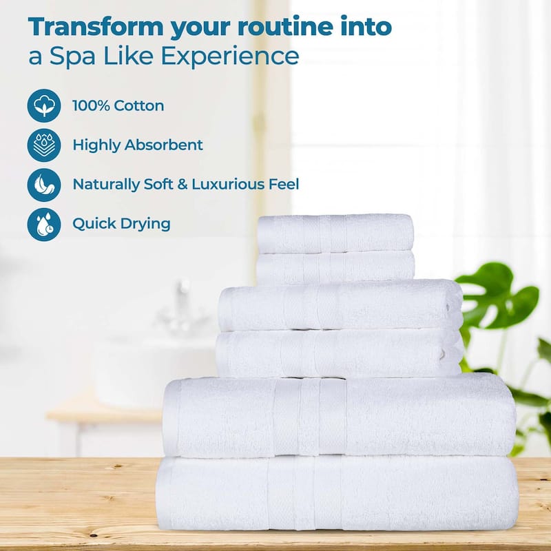 Superior Ultra-Soft Cotton Solid Medium Weight Bath Towel Set of 2