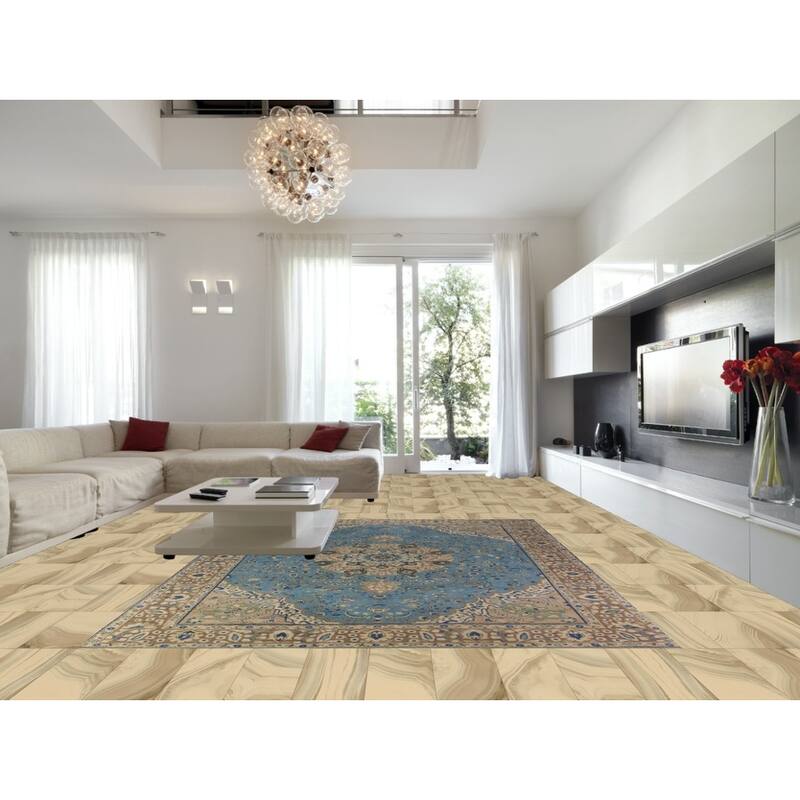 Blue Floral Tabriz Persian Area Rug Oriental Hand-Knotted Wool Carpet - 9'8"x 13'0"