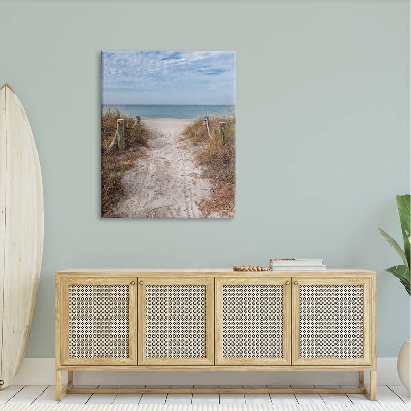 Stupell Sandy Ocean Boardwalk Summer Horizon Stretched Canvas Wall Art, Design by Mary Lou Photography
