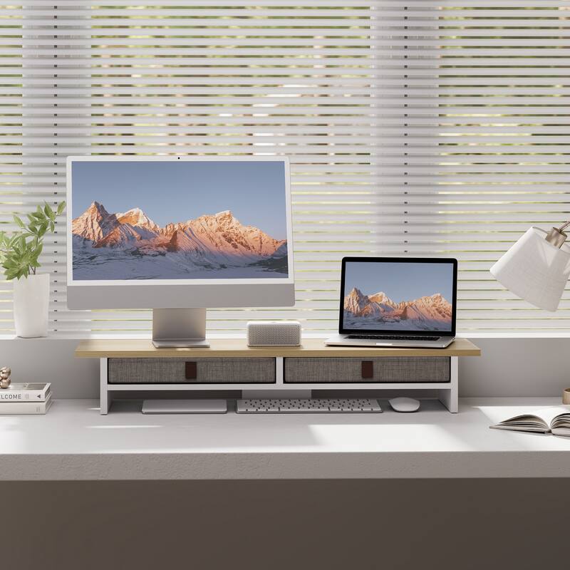Fenge Dual Monitor Stand, 2 Tiers Monitor Riser for Desk