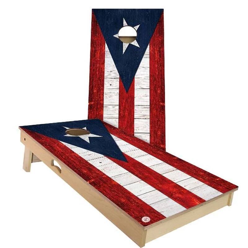 Puerto Rico Flag Outdoor Cornhole Board Set - Backyard 2x4 - Include Carrying Case