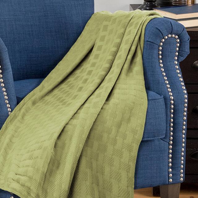 Basketweave All-Season Bedding Cotton Blanket by Superior