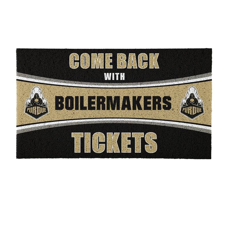 Purdue University 28 in. x 16 in. PVC "Come Back With Tickets" Trapper Door Mat