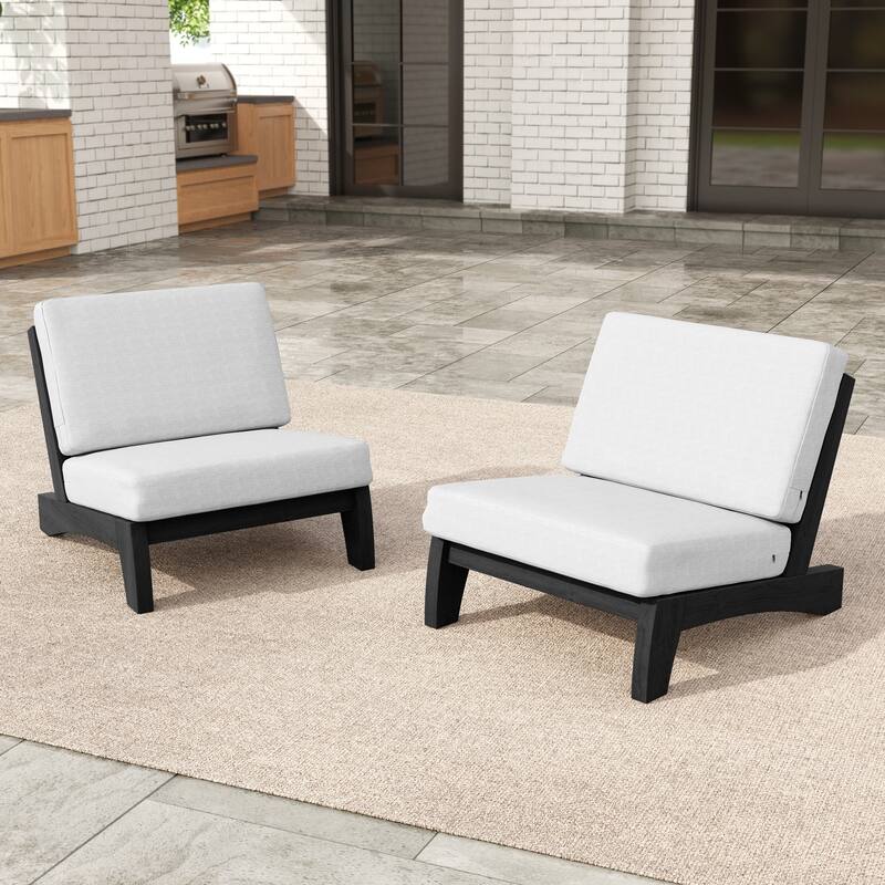 Outdoor Patio Furniture Acacia Wood Club Chair Set with All-Weather Cushions