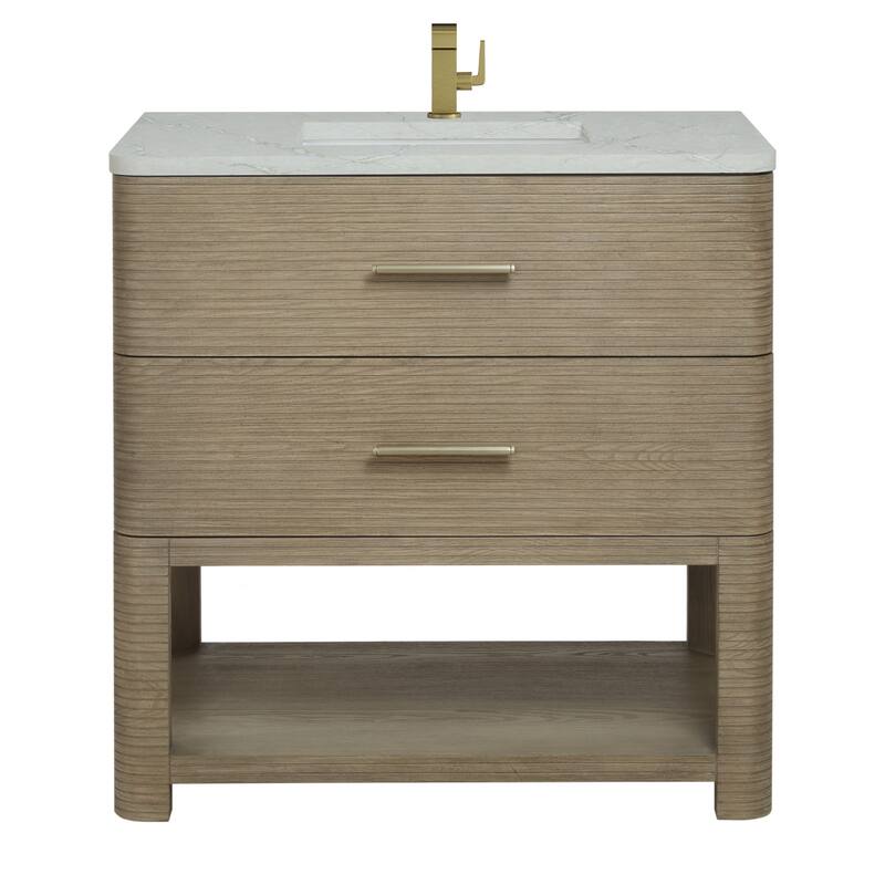 James Martin Vanities D704-V36-3VSL Lucian 36" Free Standing Single - Pebble Oak